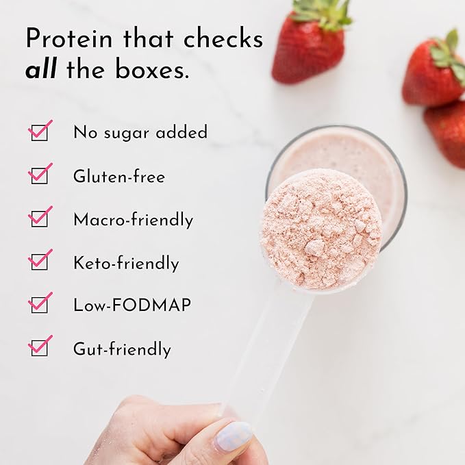 JUST INGREDIENTS Strawberries & Cream Protein Powder – 20-Serving Blend with 100% Grass-Fed Whey & Organic Plant Proteins – Real Strawberry Flavor – Supports Muscle Recovery, Energy*