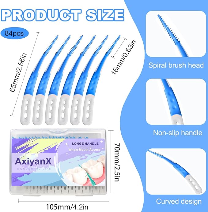 84PCS Portable Dental Floss Picks,Soft Silica toothpicks,flossers for Adults Teeth Cleaning Tools,interdental Brushes Between Teeth,Disposable Dental Picks