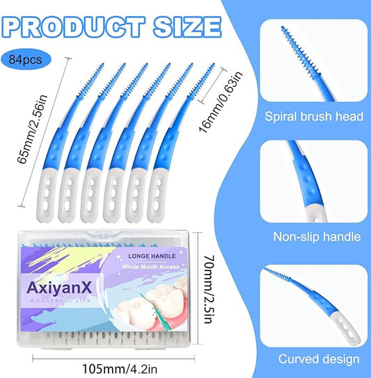 84PCS Portable Dental Floss Picks,Soft Silica toothpicks,flossers for Adults Teeth Cleaning Tools,interdental Brushes Between Teeth,Disposable Dental Picks