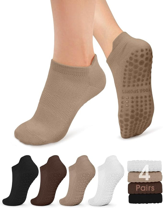 YeuG 4/6 Pairs Pilates Socks for Women - Non Slip Grip Socks for Yoga, Barre, Hospital, Barefoot