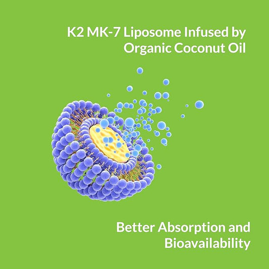 UpNourish Liposomal Vitamin K2 MK7 180 mcg - 180 K2 Vitamin Supplement Softgels for Women and Men - VIT K2 MK-7 with High Absorption