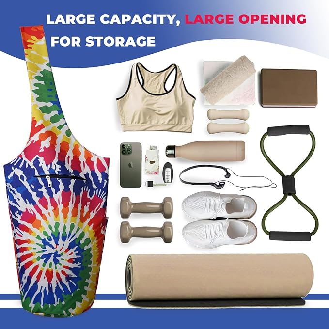 Yoga Mat Bag Carrier for Women Workout Large Waterproof with Zipper Pocket, Keychain and Wide Shoulder Straps