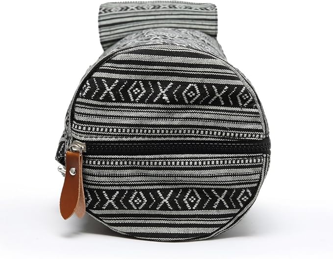 Canvas Yoga Mat Bag with Adjustable Strap & Pockets, Full-Zip Travel Gym Tote for Women & Men, Fits 1/4" & 1/3" Thick Mats, Lightweight Carrier for Yoga, Workout, Outdoor Use