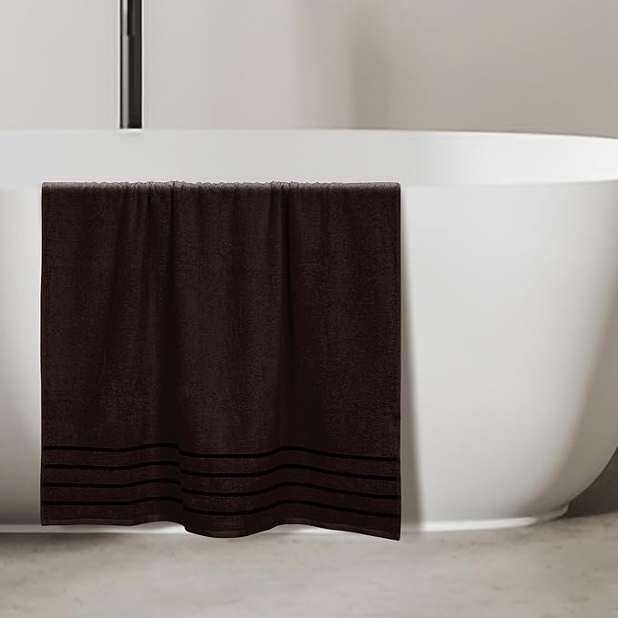 MyOwn Cotton 2 Pack Oversized Bath Sheet 35 x 70, Large Bath Sheet, Ultra Absorbent, Compact, Eco-Friendly and 100% Recyclable, Quick Drying and Lightweight Towel - Chocolate Brown