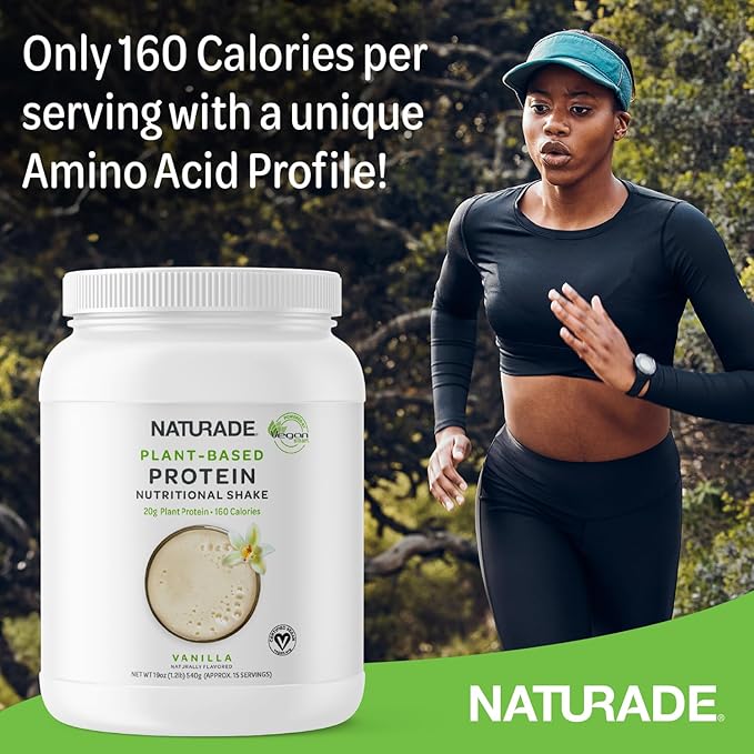 Naturade 20g of Protein Powder - Gluten Free, Dairy & Soy Free, Non-GMO, No Cholesterol - Recovery w/Amino Acids - Vanilla (15 Servings)