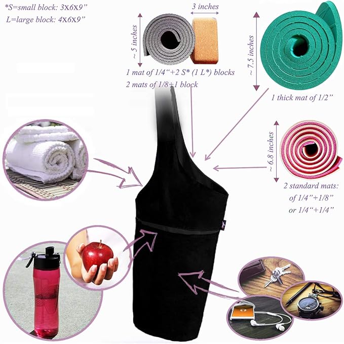 Yoga Mat Bag – Versatile Yoga Bag with Mat Straps & Storage Pockets, Holds Yoga & Pilates Mats, Lightweight & Durable
