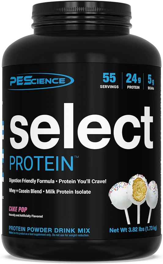 PEScience Select Protein Powder, Whey and Casein Blend, Clean Protein Powder for Women and Men, Low Calorie, Low Carb, Keto Friendly, Gluten Free - Cake Pop - 55 Servings