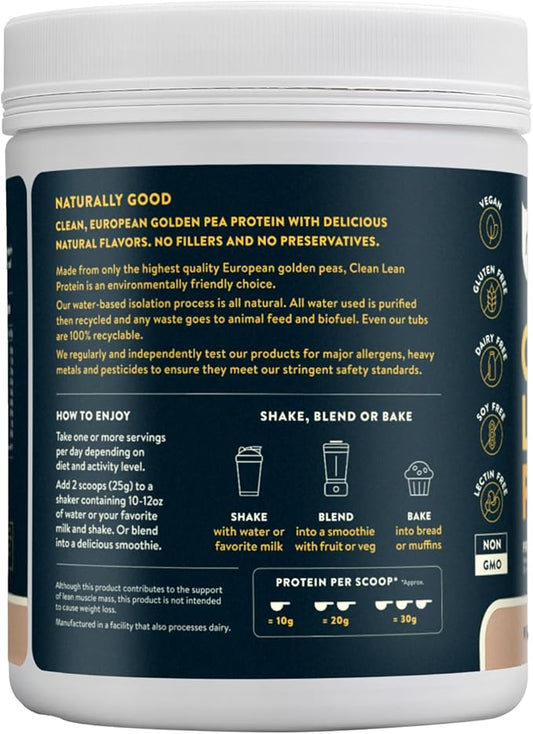 Nuzest - Pea Protein Powder - Clean Lean Protein, Premium Vegan Plant Based Protein Powder, Dairy Free, Gluten Free, GMO Free, Protein Shake, Real Coffee, 20 Servings, 1.1 lb