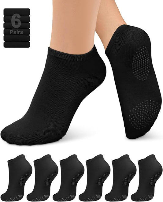 YeuG 4/6 Pairs Pilates Socks for Women - Non Slip Grip Socks for Yoga, Barre, Hospital, Barefoot