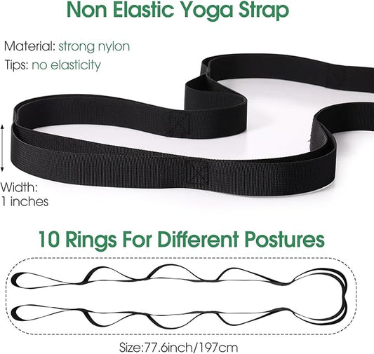8 Pack Stretching Strap with 10 Loops Bulk Yoga Strap Bulk for Physical Therapy Stretch Bands with Loops Non Elastic Bands for Exercise Dance