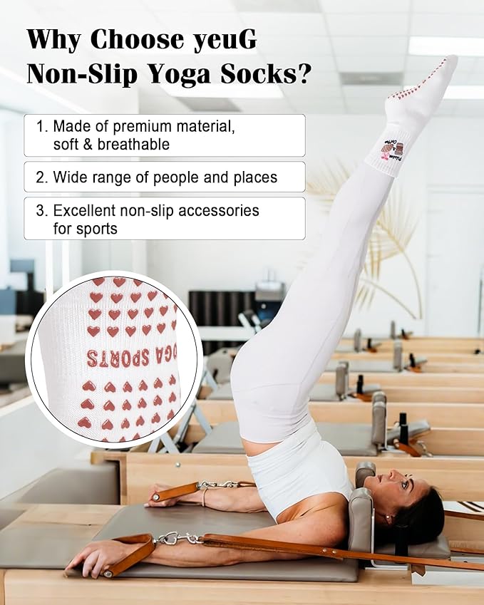 YeuG 4/6 Pairs Pilates Socks for Women - Non Slip Grip Socks for Yoga, Barre, Hospital, Barefoot