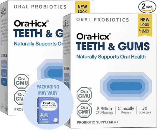 OraTicx Teeth & Gums Oral Probiotics, 8 Billion CFU - Naturally Supports Oral Health, Fresh Breath, and Immunity, Dental Probiotic Supplement, Grape Flavor 30 Lozenges 2-Pack