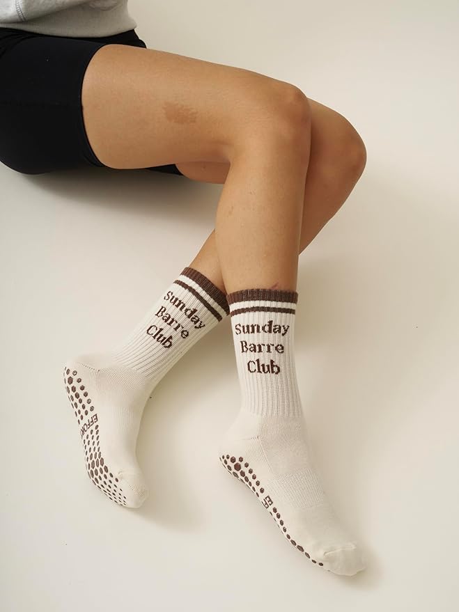Shapes Studio Crew Half Calf Grip Socks, Cutest Fruits Pilates Socks, Ruffle socks, Non-Slip, Barre Yoga Fitness
