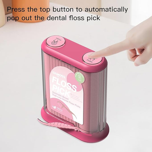 Twin Line Dental Flossers with Floss Picks Dispenser,300 Count LIAMOSS Unbreakable & No-Shred Minty Flavor Toothpicks Sticks,Unique Automatic Intelligent Sealed Storage,More Tidy for Home or Travel