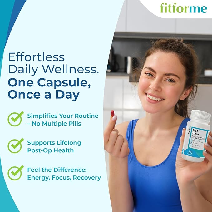 FitForMe Bariatric Multivitamin with Iron, Tailored for Gastric Bypass Surgery – One-a-Day Capsule, 30-Day Supply, Easy-to-Swallow WLS Forte Capsule, Scientifically Formulated – for Men & Women