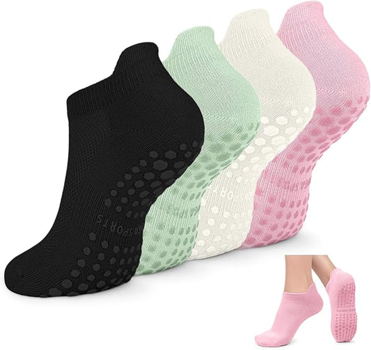 Non Slip Pilates Socks with Grips for Women, Yoga Socks For Pure Barre,Hospital, Athletic Socks