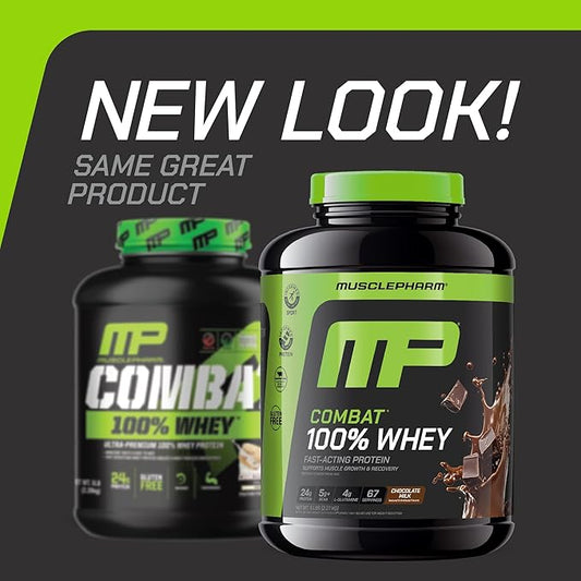 MusclePharm Combat 100% Whey Protein Powder, Chocolate Milk, Fast Recovery & Muscle Gain with Whey Isolate, High Protein Powder for Women & Men, Gluten Free, 5lb, 67 Servings