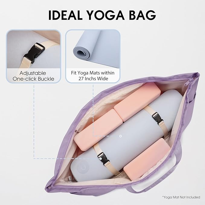 Large Yoga Mat Bag with Shoes Compartment and Wet Pocket Ladies Pilates Gym Tote Bag with Yoga Mat Holder Strap for Women Men Workout Carrier Stuff Accessories