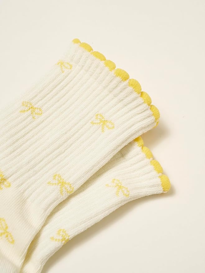 Shapes Studio Crew Half Calf Grip Socks, Cutest Fruits Pilates Socks, Ruffle socks, Non-Slip, Barre Yoga Fitness