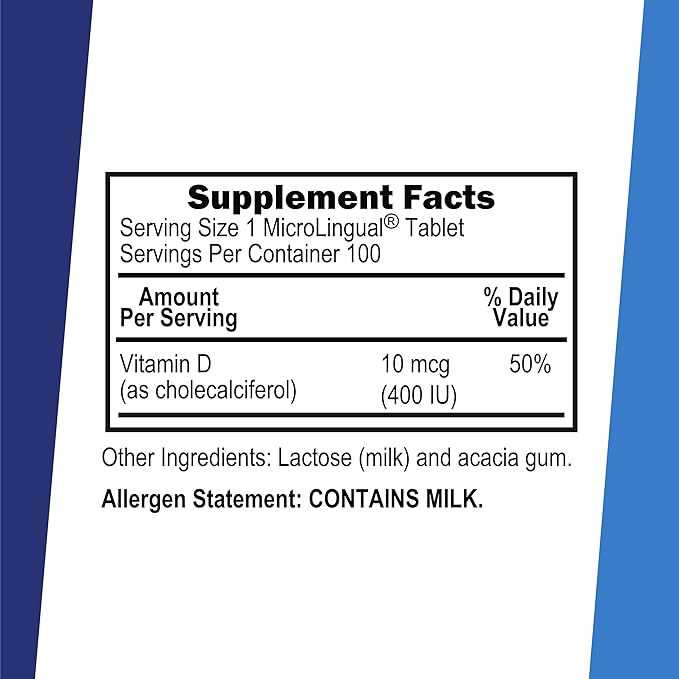 Superior Source Vitamin D3 400 IU - Offers Immune System, Brain & Nervous System Support - Aids Calcium Absorption for Teeth & Bone Health - Bariatric Friendly - 100 Sublingual Dissolving Tablets