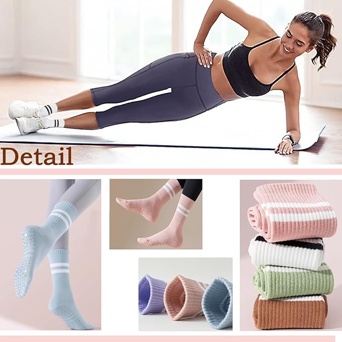 Non Slip Pilates Socks with Grips for Women, Yoga Socks For Pure Barre,Hospital, Athletic Socks