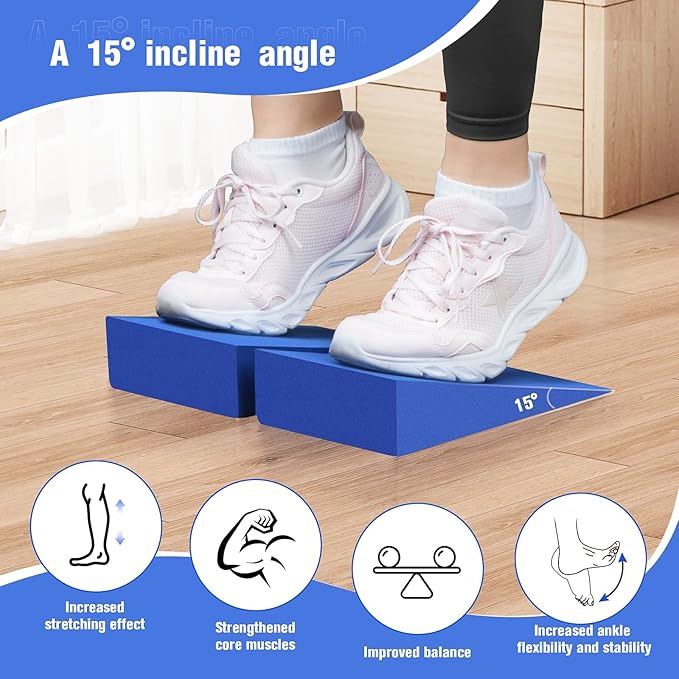 Foam Wedge Slant Board, 2-pcs Update Calf Stretcher, Squat Wedges for Yoga, Foot Rehabilitation and Stretching, and Physical Therapy
