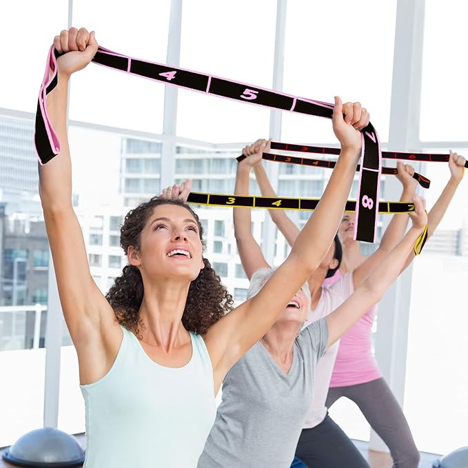Lenwen 8 Pcs Elastic Yoga Stretching Strap 39.37 Inch Adjustable Multi Loop Stretch Strap Training Dance Stretch Band for Leg Pilates Gymnastics Home Exercise Workout Equipment Adult Children, 8 Color