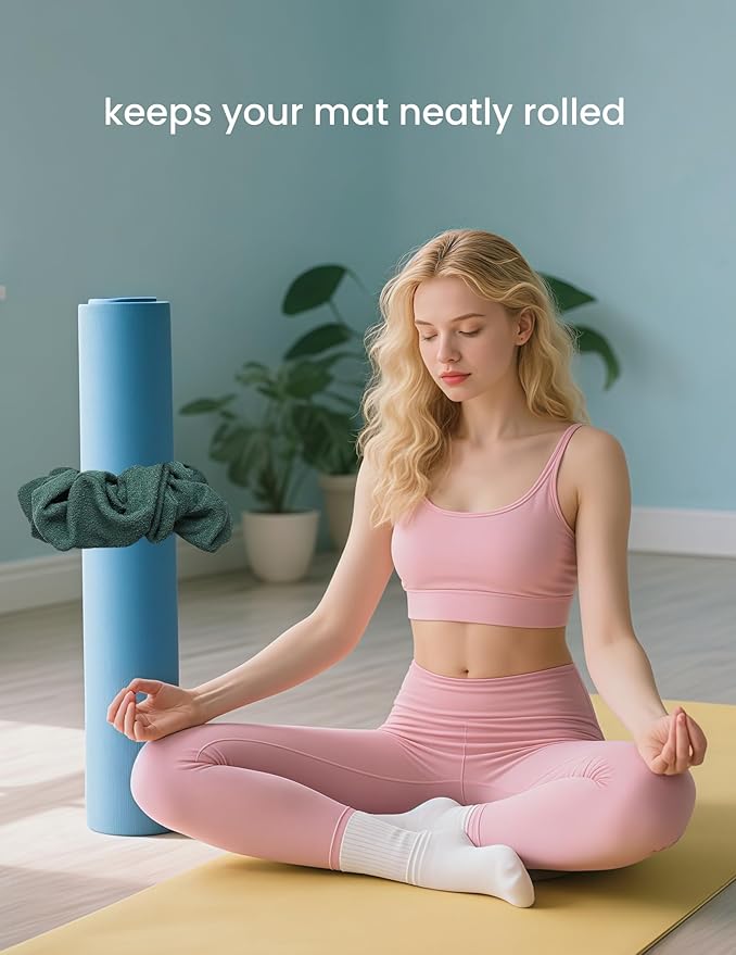 Yoga Mat Scrunchie - Holds Your Yoga Mat in Style - Durable & Elasticity Fabric - Fits All Standard Yoga Mats (mat not included)