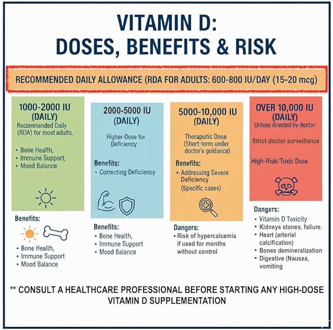 Bone Health Complex - Vitamin D3 1000 IU + Vitamin K, Calcium & Magnesium - 4-in-1 Daily Supplement for Strong Bones & Joints - 60 Capsules