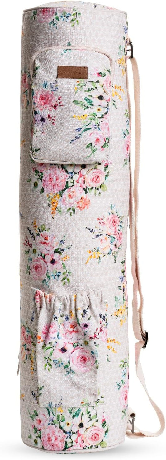 Maison d' Hermine Yoga Mat bag, Cylindrical bag for Woman&Men, yoga mat Bag &Adjustable shoulder straps Yoga Mat Carrier Bag with Drawstring Water Bottle Pocket and zipper pocket