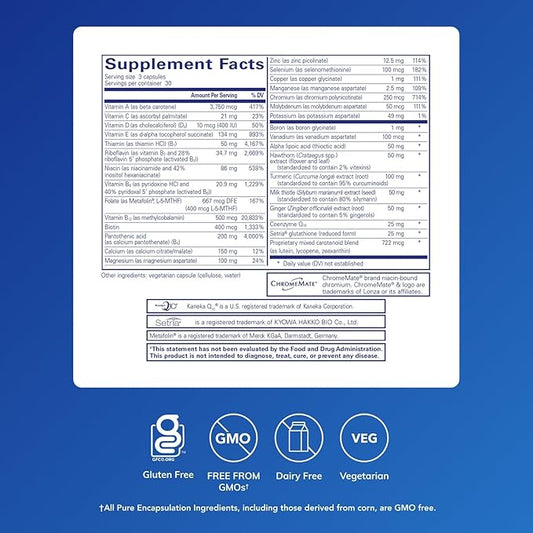 Pure Encapsulations UltraNutrient - Minerals & Multivitamins - Supports Liver & Heart Health* - Supplement for Antioxidants - with Vitamin C, CoQ10 & More - Gluten Free - 90 Capsules