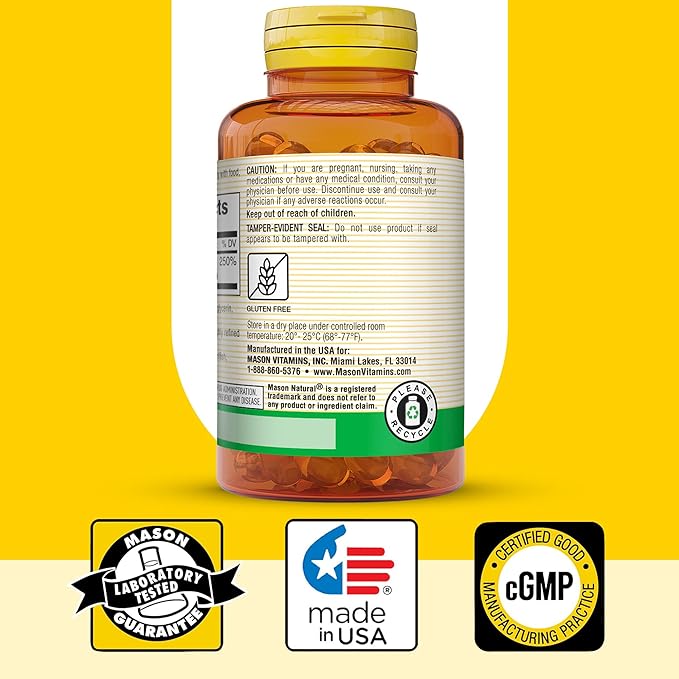 MASON NATURAL Vitamin D3 2,000 IU Ultra Strength, Supports Bone Density, Strength & Immune Health, 60 Softgels