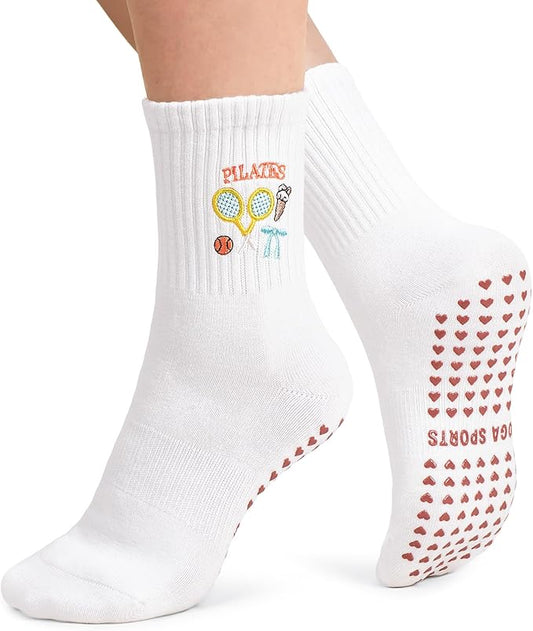 YeuG 4/6 Pairs Pilates Socks for Women - Non Slip Grip Socks for Yoga, Barre, Hospital, Barefoot