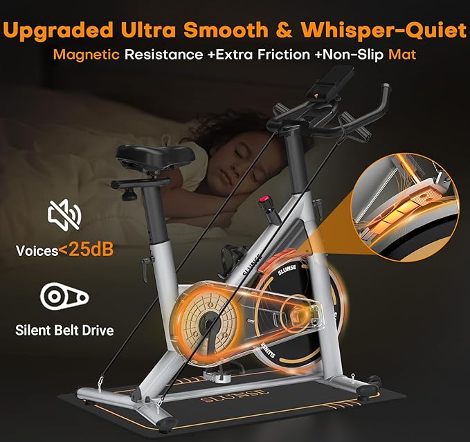 Exercise Bike, Adjustable Magnetic Resistance Stationary Bikes for Home with App Compatible, Quiet Indoor Cycling Bike with 350lbs Weight Capacity Comfortable Seat, Digital Monitor & Phone Mount