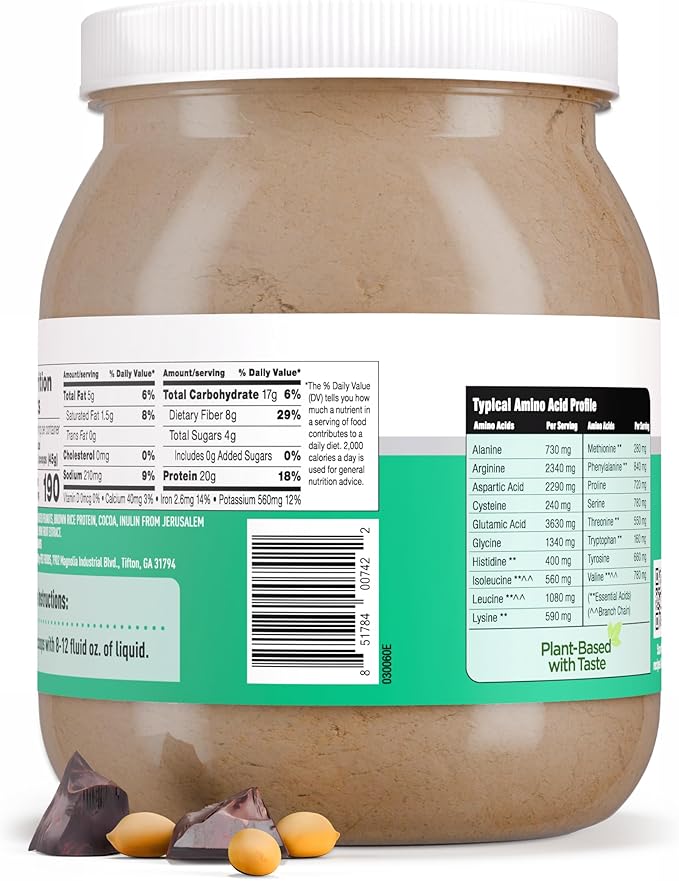 PB2 Performance Peanut Plant Based Vegan Protein Powder | 20g Complete Protein, No Added Sugar, Prebiotic Fiber | Dairy Free, Certified Vegan, Non-GMO, and Gluten Free [Peanut with Dutch Cocoa, 2lb]
