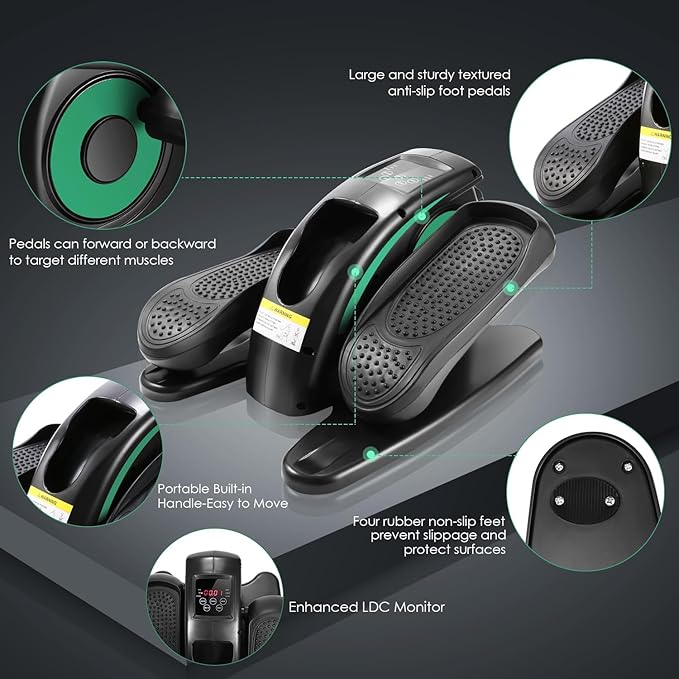 ANCHEER Under Desk Elliptical Machine - Quiet Pedal Exerciser for Seniors, Office & Home, Low-Impact Seated Leg Workout Equipment, Smart LCD Display, Remote Control