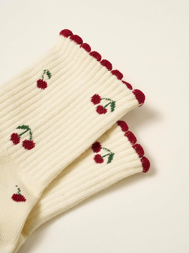 Shapes Studio Crew Half Calf Grip Socks, Cutest Fruits Pilates Socks, Ruffle socks, Non-Slip, Barre Yoga Fitness