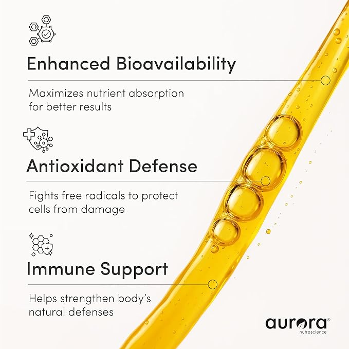 Aurora Nutrascience Mega Liposomal Vitamin C 32 Pack + Vitamin D3/K2 Bottle Bundle - Supplement for Immune Support & Cognitive Health - 32 Servings Each