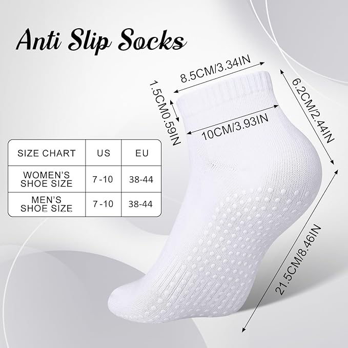 Jspupifip 4 Pairs Non Slip Yoga Socks with Grips for Women Men Pilates Grippy Socks Cotton Barre Hospital Home