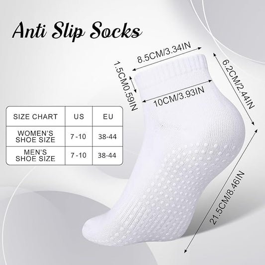 Jspupifip 4 Pairs Non Slip Yoga Socks with Grips for Women Men Pilates Grippy Socks Cotton Barre Hospital Home