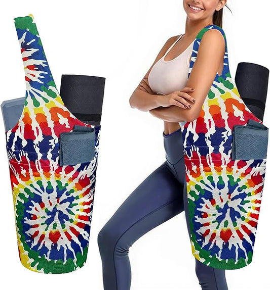 Yoga Mat Bag Carrier for Women with Side Large Pocket Durable Linen Workout Gym Travel Storage Pilates Mats