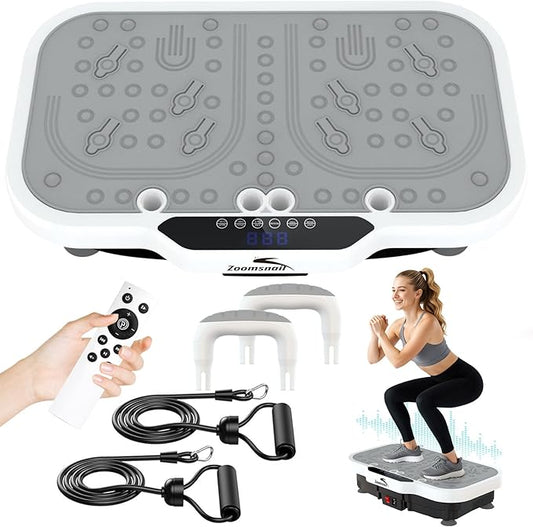Vibration Plate Exercise Machine, 8000 Vibrations/min Adjustable Fitness Platform, 400 Lbs Capacity Whole Body Workout Extra Large Size Platform with Bluetooth for Weight Loss, Women & Men