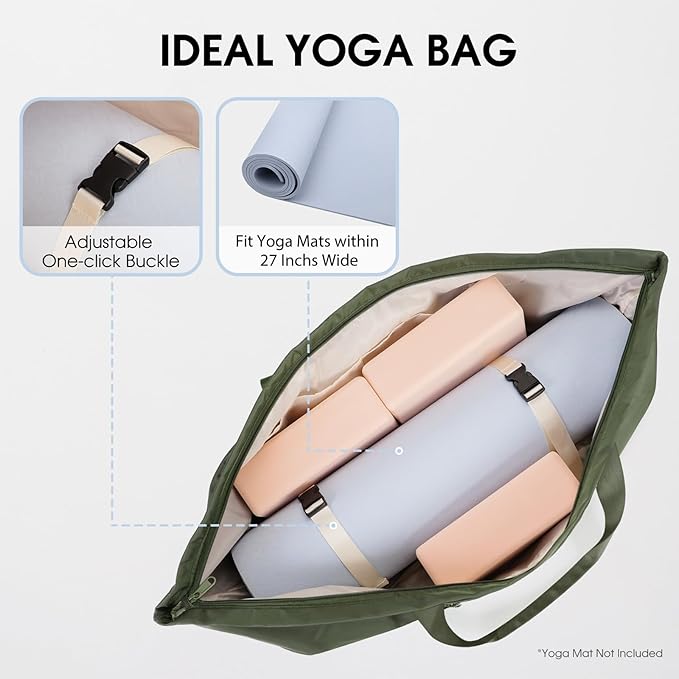 Large Yoga Mat Bag with Shoes Compartment and Wet Pocket Ladies Pilates Gym Tote Bag with Yoga Mat Holder Strap for Women Men Workout Carrier Stuff Accessories
