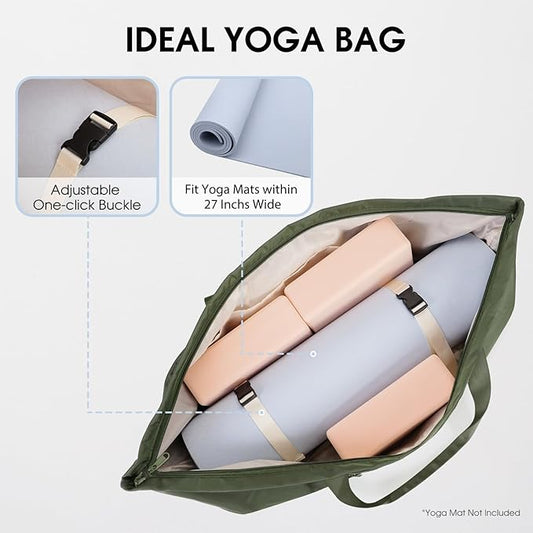 Large Yoga Mat Bag with Shoes Compartment and Wet Pocket Ladies Pilates Gym Tote Bag with Yoga Mat Holder Strap for Women Men Workout Carrier Stuff Accessories