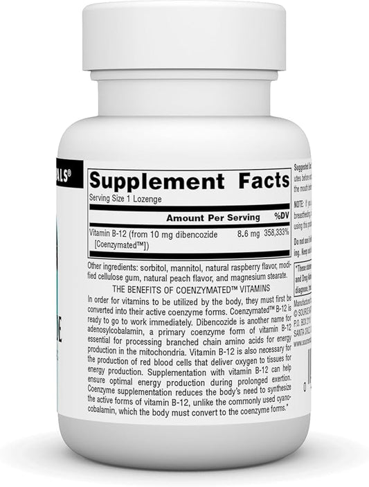 Source Naturals Dibencozide - Coenzymated B-12 Athletic Series, Quick Dissolving Dietary Supplement - 30 Lozenges