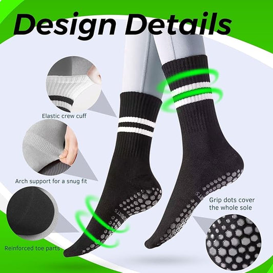 3/6 Pairs Cute Pilates Socks with Grips,Yoga Socks Barre Sock Non Slip Embroidery for Barre Ballet Workout