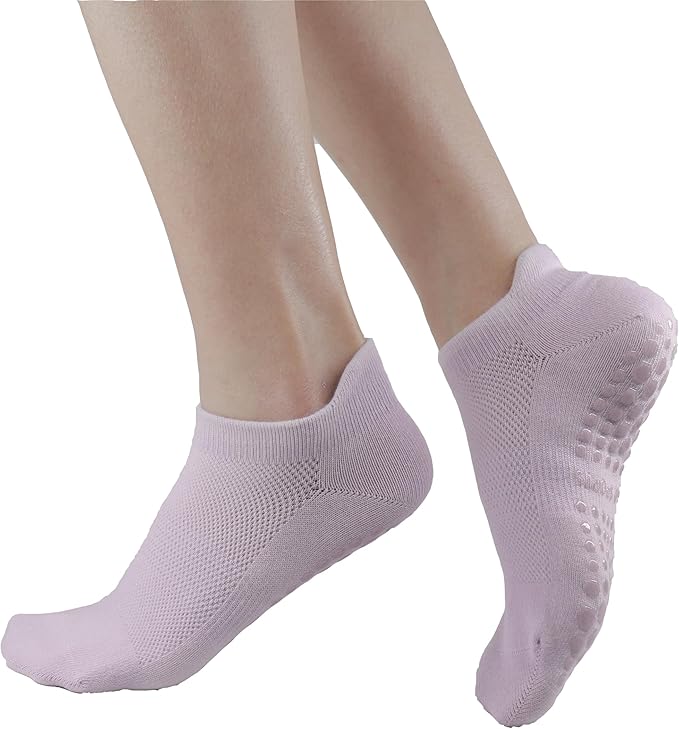 Tamlien Yoga & Pilates Grip Socks - Non-Slip, Barefoot, Pregnant-Friendly Crew Socks for Yoga, Barre & Sports