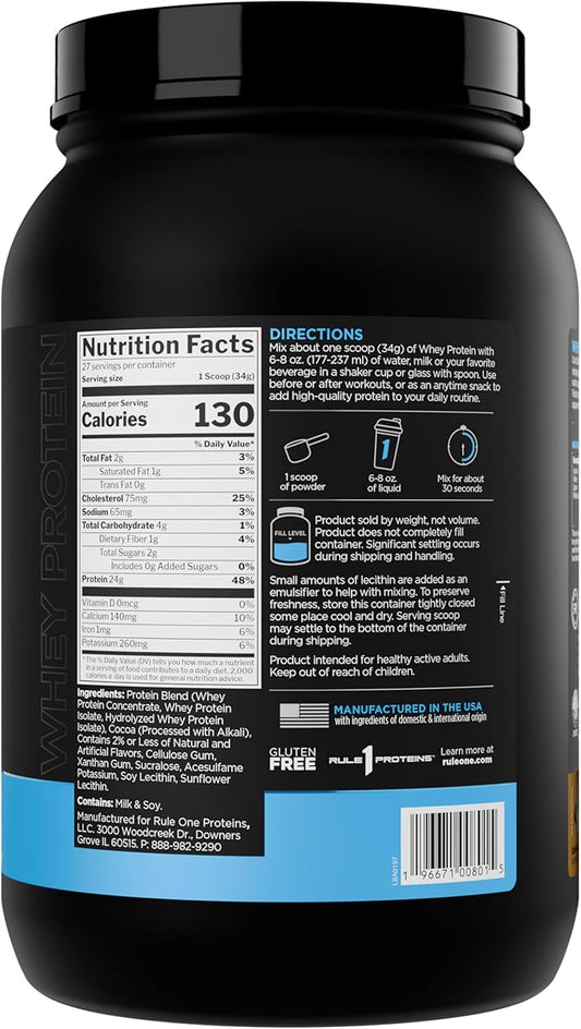 Rule 1 Whey Protein – 24g Fast-Acting Protein from All-Whey Sources with Naturally Occurring EAAs & BCAAs for Workout Recovery or Anytime Use (2 Pounds*, Café Mocha)
