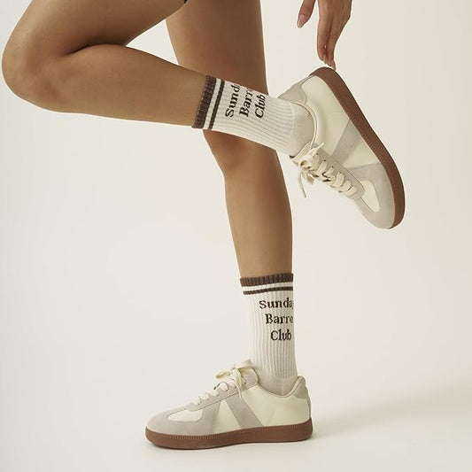 Shapes Studio Crew Half Calf Grip Socks, Cutest Fruits Pilates Socks, Ruffle socks, Non-Slip, Barre Yoga Fitness