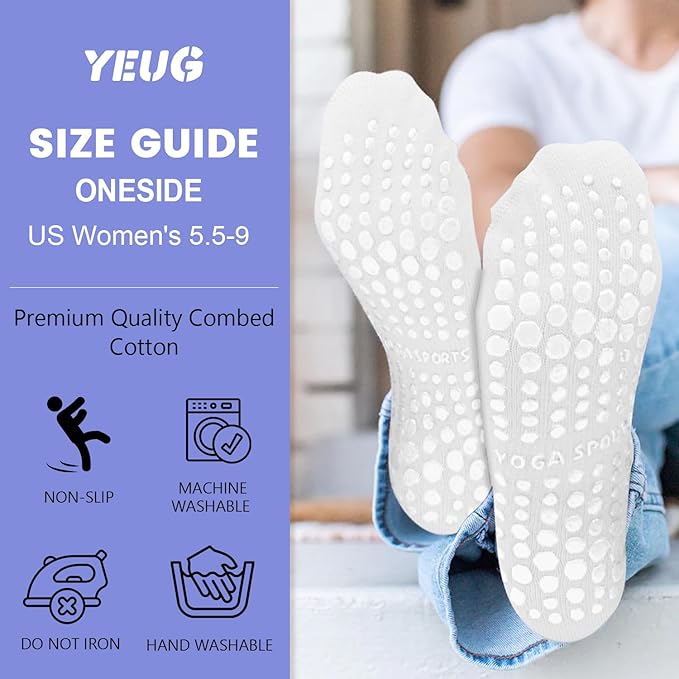 YeuG 4/6 Pairs Pilates Socks for Women - Non Slip Grip Socks for Yoga, Barre, Hospital, Barefoot